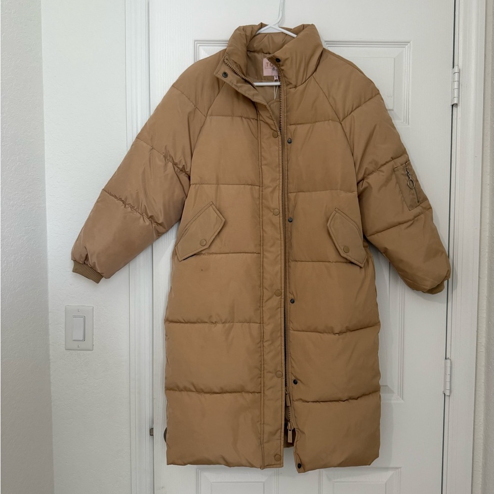 Toast Society Long Camel Puffer Coat - Women Jackets & Coats